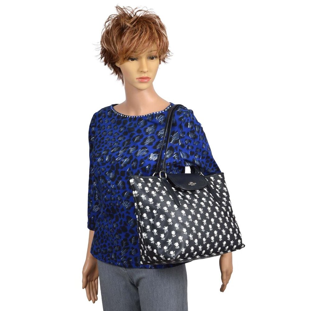 Coach Black and White Floral Tote - Picture 14 of 15